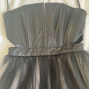 Alice + Olivia Black/Nude, leather/tulle, mini dress size 0